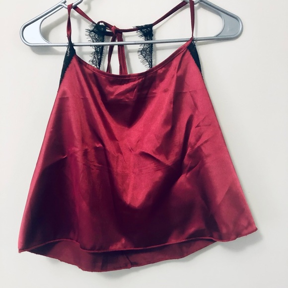 NWOT Lace Trim Tie Back Backless Satin Night Set - Picture 3 of 6